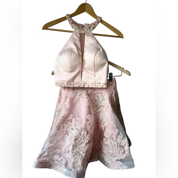 Rachel Allan Perfect Angels Two Piece Prom Homecoming Quinceañera Pink Set - Picture 3 of 16